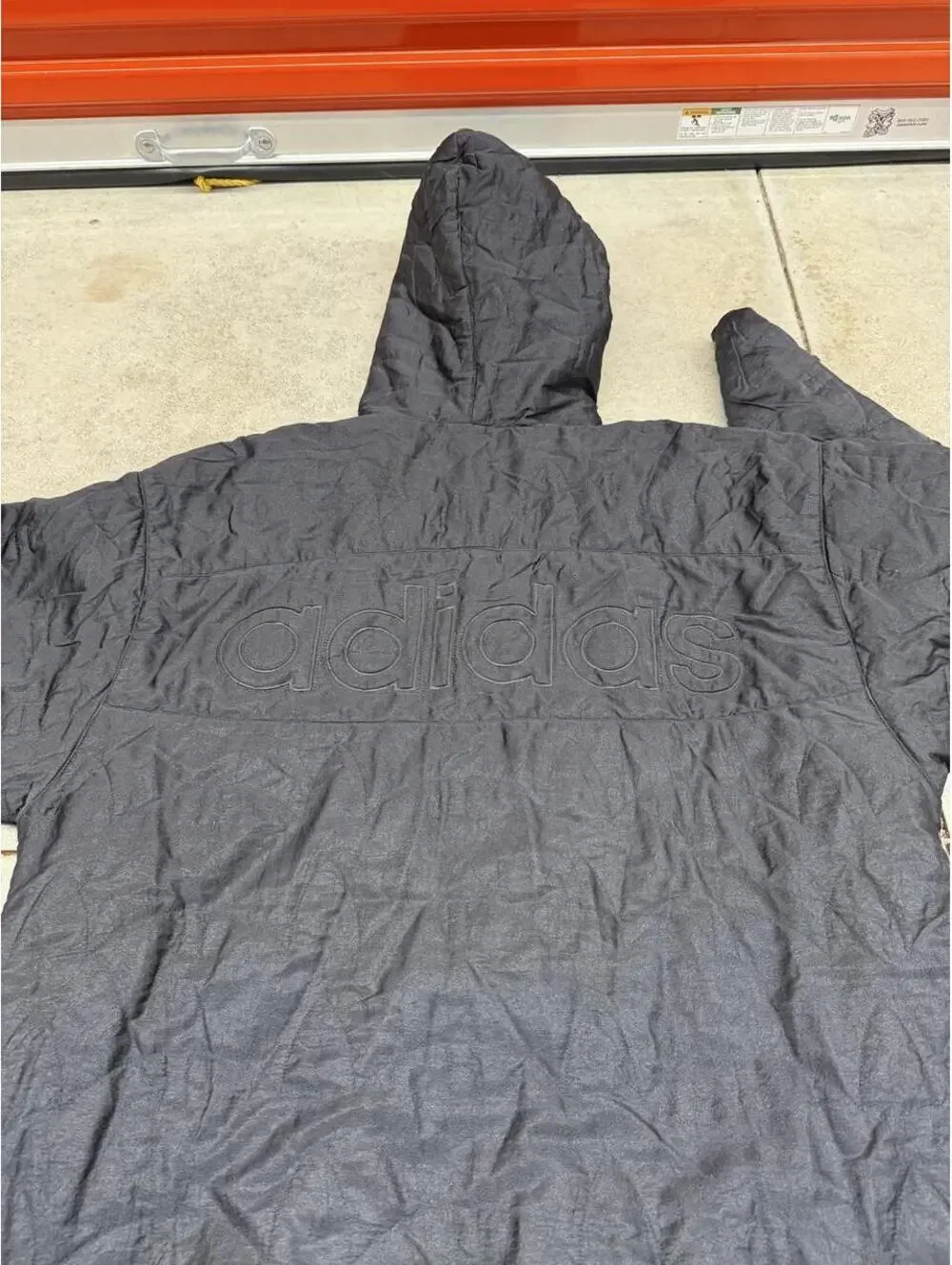 vintage adidas black and burgandy zip up puffer jacket size xxl